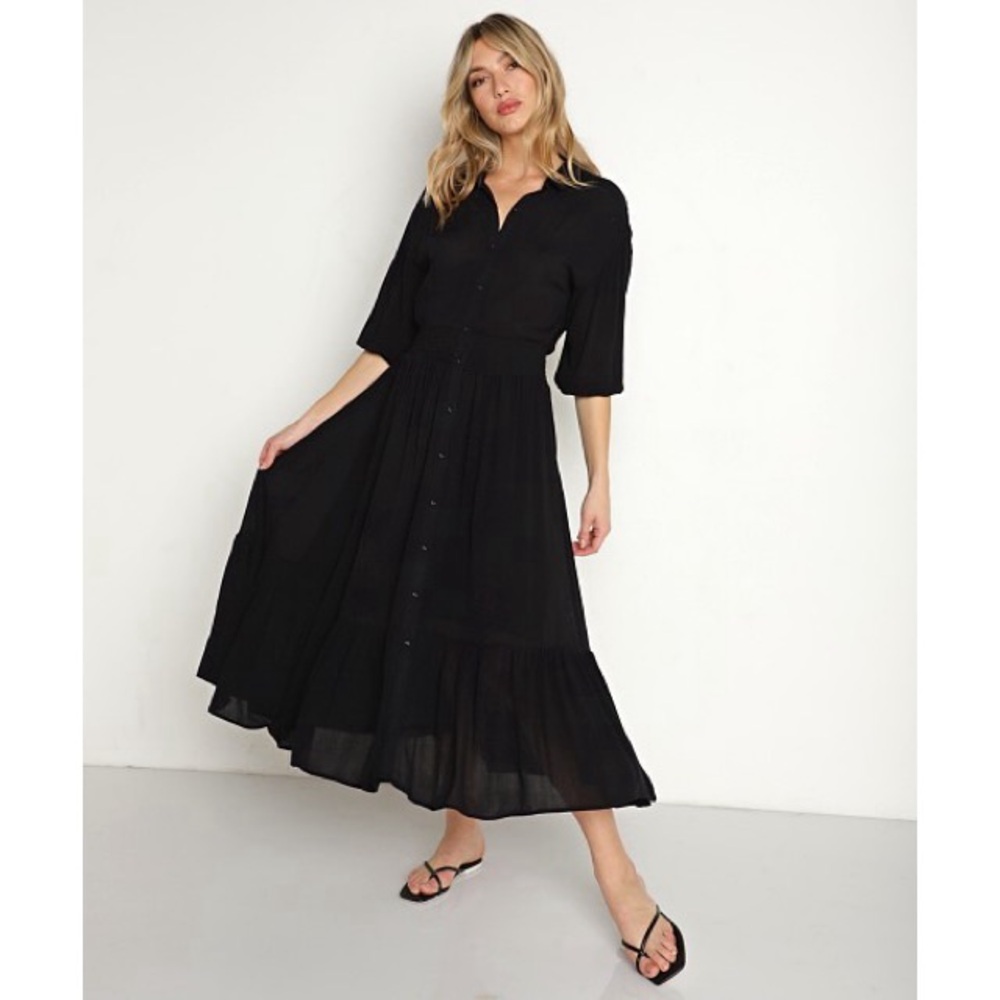 Z Supply Tanya Solid Maxi Dress Black XS